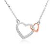 Hearts Necklace Sterling Silver Rose Gold Zirconia