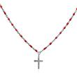 925 silver necklace with beads of red enamel