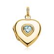 Necklace With Heart Locket Blue Stone Engravable