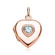 Heart Locket With Blue Stone Rose Engravable