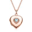 Heart Locket With Blue Stone Rose Engravable