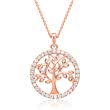Necklace With Rose Gold Plated Tree Pendant