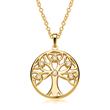 Pendant tree of life sterling silver gold plated