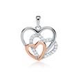 Pendant hearts sterling silver rose gold zirconia