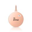 Engraving pendant 925 silver rose gold plated with diamond