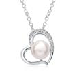 Heart chain in sterling silver with pearl and zirconia