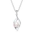 Sterling Silver Pendant Leaf With Pearl