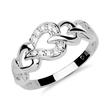 Sterling silver ring with hearts and zirconia