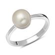 Silver ring sterling polished with white pearl