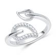Elegante anillo de plata 925 con diseño de hoja abierta