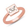 Ring square sterling silver rose gold engravable