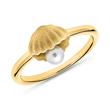 Goldplated 925 silver ring shell with pearl