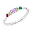 Ring for ladies made of 925 silver with zirconia, coloured