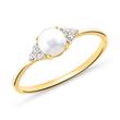 Ladies ring made of gold-plated 925 silver pearl zirconia