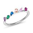 Sterling silver ring for ladies with cubic zirconia, multicoloured