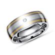 Ring Titan mit Gold und Silber Einlage + Diamant
