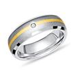Moderne ring titanium met inleg goud & Diamant
