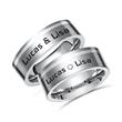 Titanium wedding rings with laser engraving silver inlay