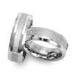 Partially polished tungsten laser engraved wedding rings