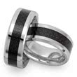 Wedding rings tungsten carbon inlay partner rings