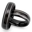 Black wedding rings made of tungsten laser engraving