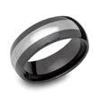 Two-colour polished tungsten wedding ring pair