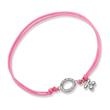 Pink textile bracelet with silver elements