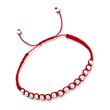 Red textile bracelet with silver elements