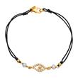 Textile bracelet silver gold plated zirconia