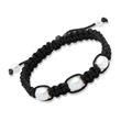 Black textile bracelet with white pearls