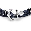 Unisex bracelet blue black with silver anchor