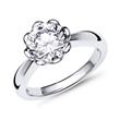 Floral engagement ring in sterling silver with zirconia