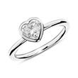 Sterling silver engagement ring heart with zirconia