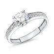 9K white gold engagement ring with zirconia stones