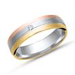 Wedding rings 18ct tricolour gold with brilliant