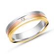 Wedding rings 14ct tricolour gold with diamond