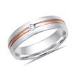 Wedding rings 14ct white - red gold with diamond