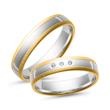 Wedding rings yellow and white gold with diamond width 4.5 mm