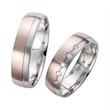 Wedding rings red and white gold with diamonds width 5.5 mm