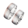 Wedding rings red and white gold with diamond width 6.5 mm