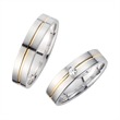 Wedding rings yellow and white gold with brilliant width 5 mm