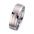 Wedding rings red and white gold with diamond width 6 mm