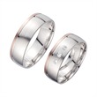 Wedding rings red and white gold with diamonds width 6.5 mm