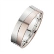 Wedding rings red and white gold with diamonds width 6.5 mm