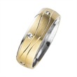 Wedding rings yellow and white gold with diamonds width 6 mm