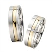 Wedding rings yellow and white gold with diamond width 6 mm