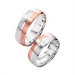 Wedding rings red and white gold with diamond width 7 mm