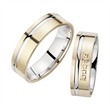 Wedding rings yellow and white gold with diamonds width 6 mm