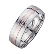 Wedding rings red and white gold with diamonds width 6 mm