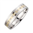 Wedding rings yellow and white gold with diamonds width 5 mm